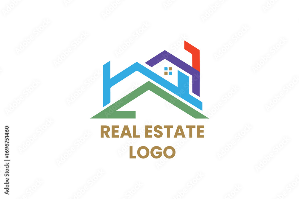 Obraz premium A sleek, minimalist, and sophisticated logo that blends classic real estate motifs with contemporary design. It aims to evoke feelings of stability, growth, and aspiration, suitable for a high-end or 