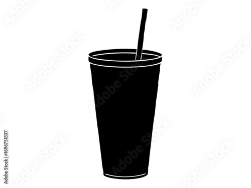 Soft Drink with straw simple   silhouette vector,Drink  glass icon