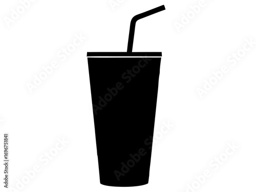 Soft Drink with straw simple   silhouette vector,Drink  glass icon