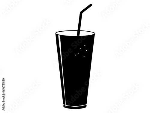 Soft Drink with straw simple   silhouette vector,Drink  glass icon