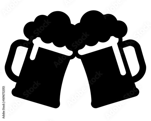 Two clinking beer mugs  simple   silhouette vector,beer mugs  icon