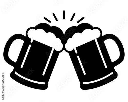 Two clinking beer mugs  simple   silhouette vector,beer mugs  icon