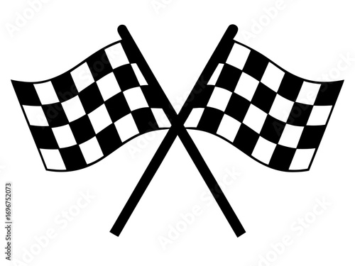 two crossed checkered Flag NASCAR Racing flag  black silhouette vector