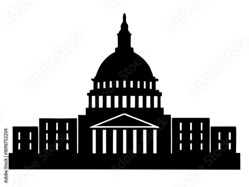 Washington Capitol building skyline  black silhouette vector