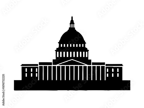 Washington Capitol building skyline  black silhouette vector