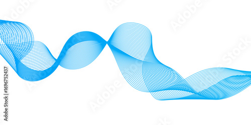 Abstract blue wave lines background, smooth flowing curve design, modern dynamic motion pattern, clean minimal texture for technology, business, digital, presentation, wallpaper, website.