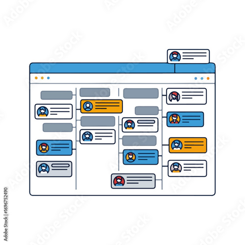 Website Flowchart With User Icons Illustration