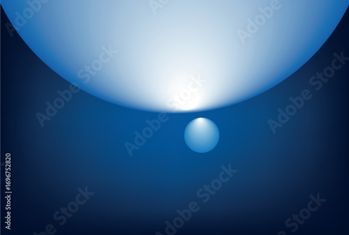 Abstract Space Background Vector Illustration with Moon, Planet, Earth, Sun, Stars, and Night Sky Globe in Blue Design – Bright Shiny Astronomy Sphere with Glow, Dark Water Effect, 3D Circle Ball, Nat