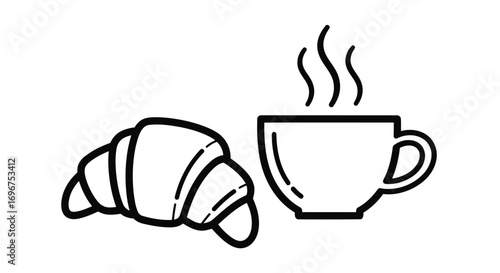 Vector illustration of croissant and coffee cup illustration