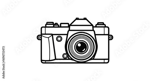 Vector illustration of classic camera, simple vector line illustration