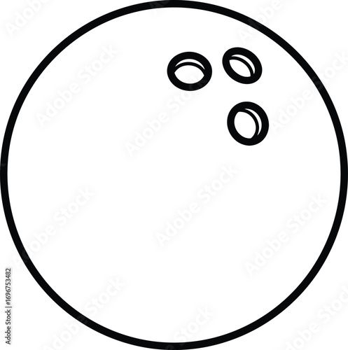 Simple Outline Style Bowling Ball with Three Holes Sports Icon