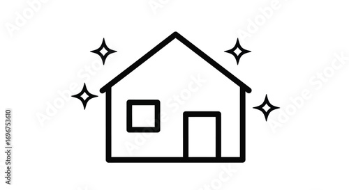 Vector illustration of clean house icon, sparkling and well maintained