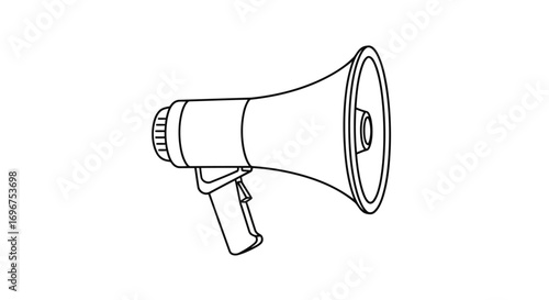 Vector illustration of megaphone line art, a symbol of communication