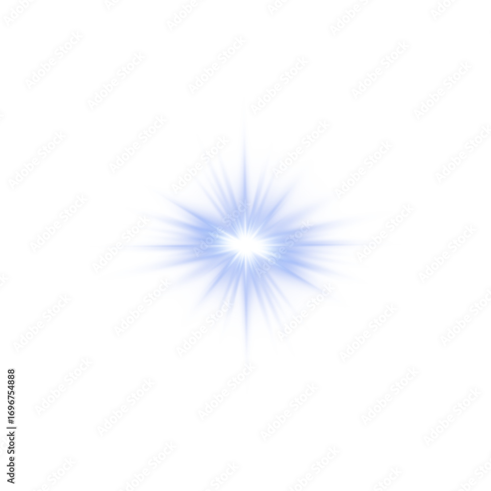 Fototapeta premium Blue Star Light Sparkle. Glowing Flare Effect and Shimmer Shine Glow Elements 