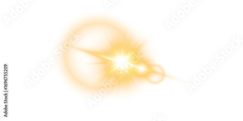 Gold Star Light Sparkle. Glowing Flare Effect and Shimmer Shine Glow Elements
