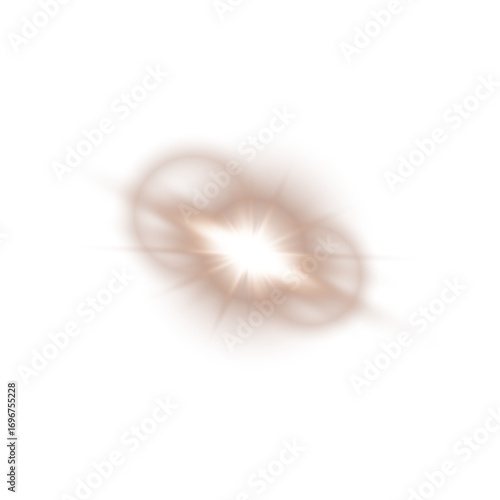 Chocolate Brown Star Light Sparkle. Glowing Flare Effect and Shimmer Shine Glow Elements
