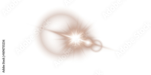 Chocolate Brown Star Light Sparkle. Glowing Flare Effect and Shimmer Shine Glow Elements
