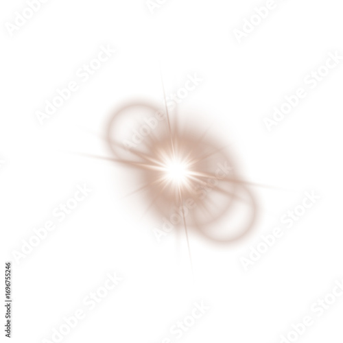 Chocolate Brown Star Light Sparkle. Glowing Flare Effect and Shimmer Shine Glow Elements
