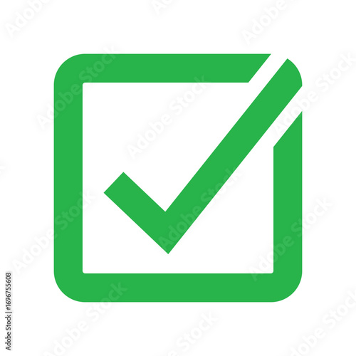 A green check mark inside of a rounded square box on a white background indicating completion or approval Free Download A green check mark inside of a rounded square box on a white background indicating completion or approval - GFXLoad