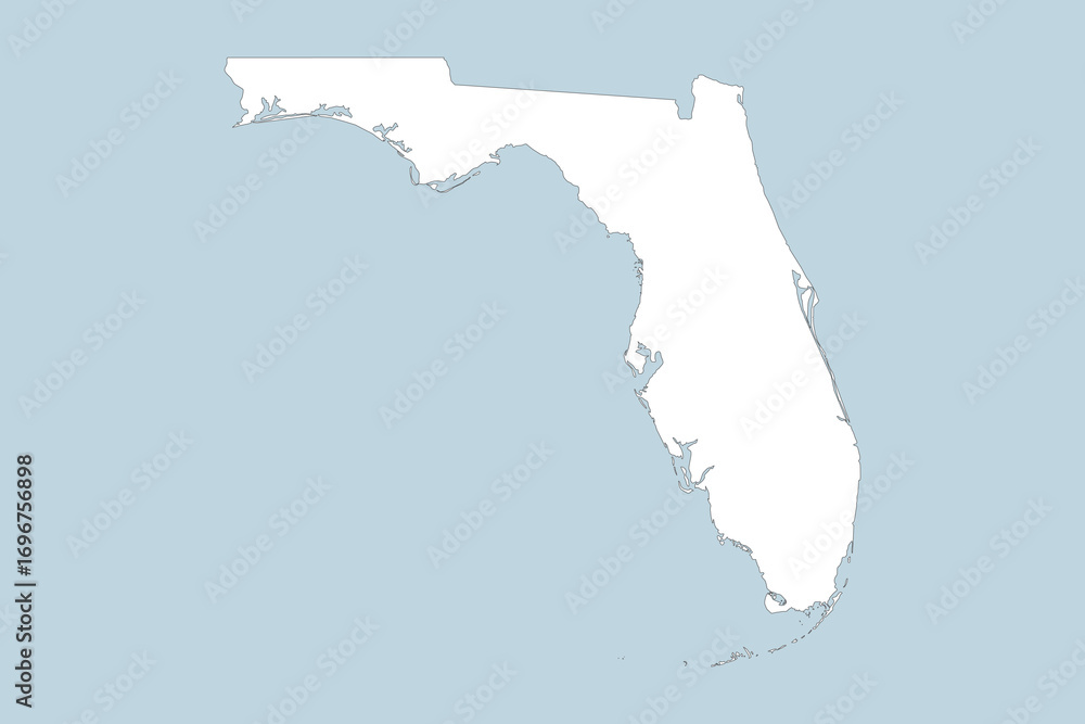 Fototapeta premium Vector graphic artwork suitable for print and web containing flat detailed map of FLORIDA