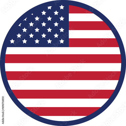 Circular American Flag Graphic With White Stars And Red White Stripes usa flag united states flag