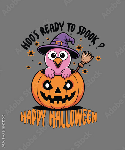 Flemingo on Pumpkin Halloween T Shirt Design