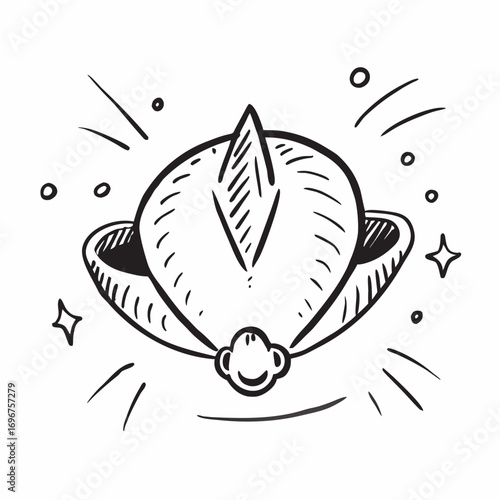 Hand-drawn cartoon helmet design with a charming smile, perfect for construction, safety, or playful branding, representing protection and cheerfulness