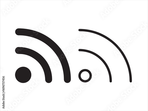 Wifi icon set isolated on white background, wireless signal in two styles