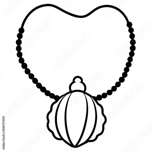 Elegant seashell pendant necklace with beaded strand, perfect for summer fashion and beach vibes, a stylish accessory for coastal lovers, jewelry design, minimalistic art