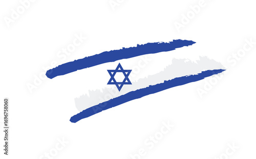 Israel flag inspired brush stroke design vector on transparent background