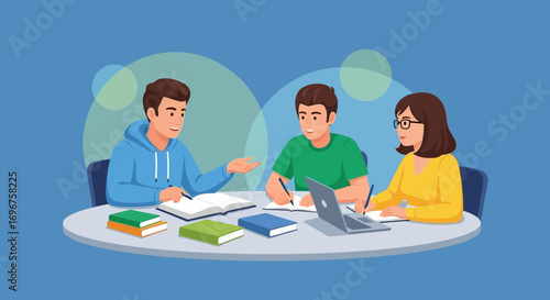 Collaborative Student Learning: Teamwork and Sharing Ideas, Focused Study Session Scene