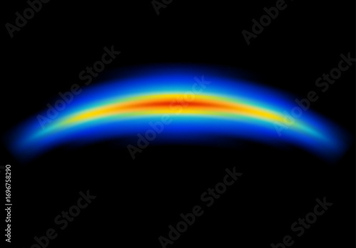 Abstract shape glowing in neon light with heatmap color palette