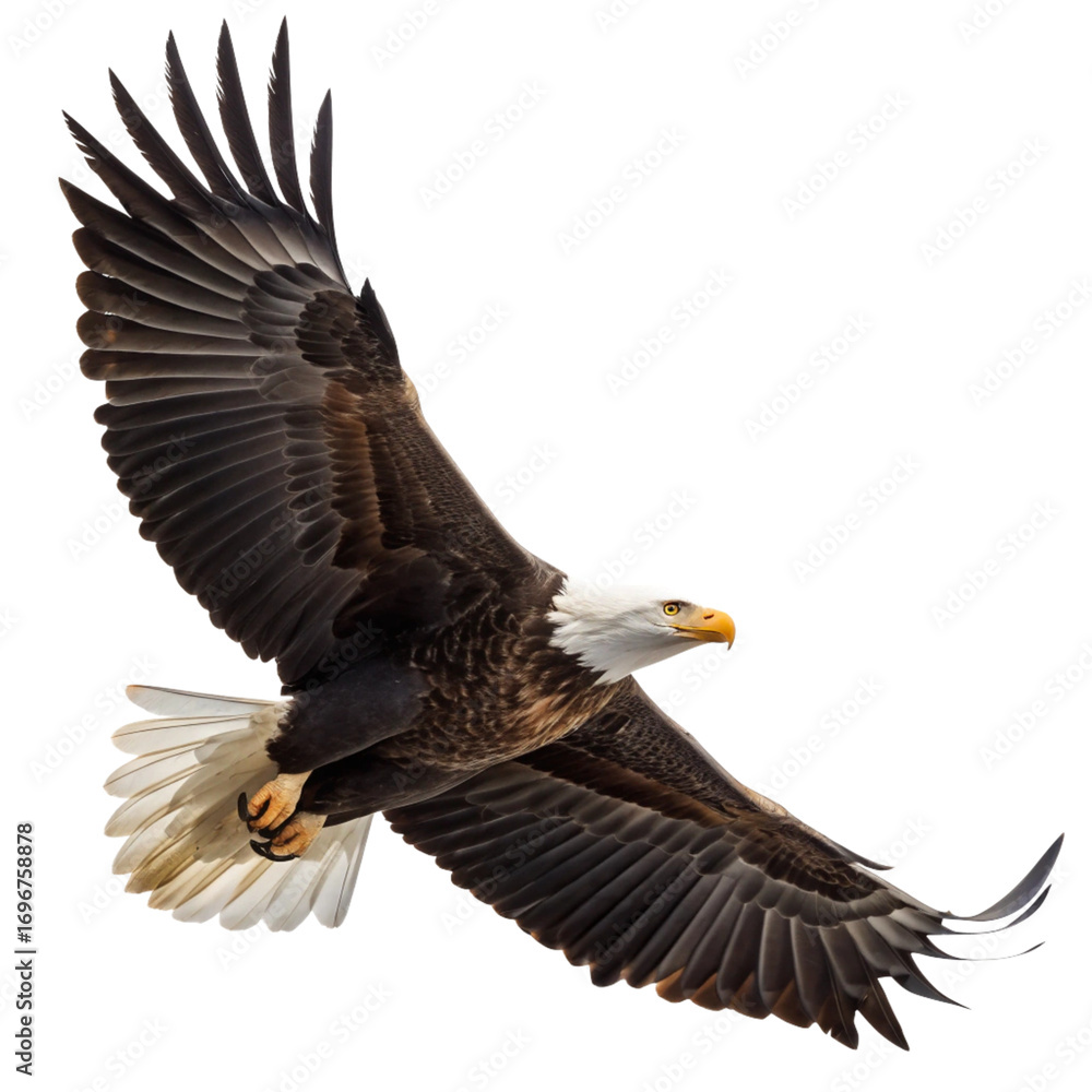 Obraz premium Majestic Bald Eagle with Spread Wings – PNG Clipart