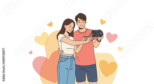 Couple Enjoying Photography While Expressing Love, Capturing Sweet, Fun Moments, And Memories