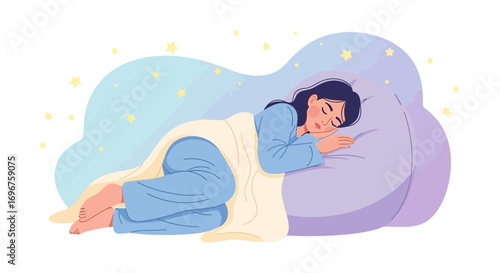 Dreamy Slumber Under The Starlit Sky Embodied In A Peaceful Sleeping Woman