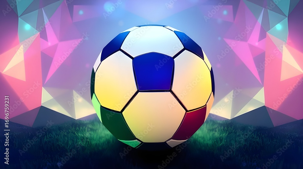 Naklejka premium soccer ball on abstract colorful splashes background