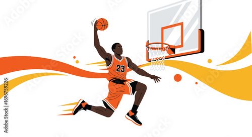 Dynamic Basketball Player Making a Dunk Shot Captures The Essence of Athleticism And Energy