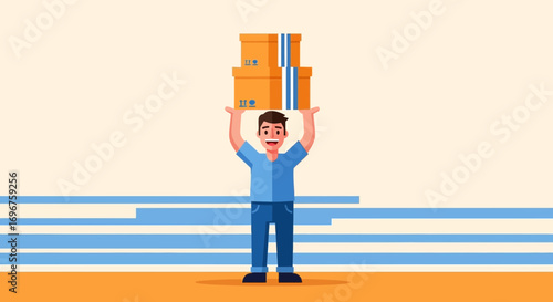 Courier Delivering Packages Expressing Happiness About His Customer Satisfaction