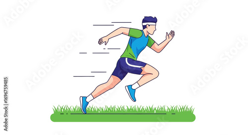 Dynamic Runner Demonstrating Speed and Athleticism in Vibrant Illustrated Vector