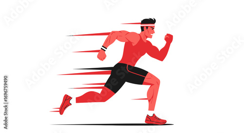 Dynamic Runner Depicting Speed With Red And Black Tones On White Background