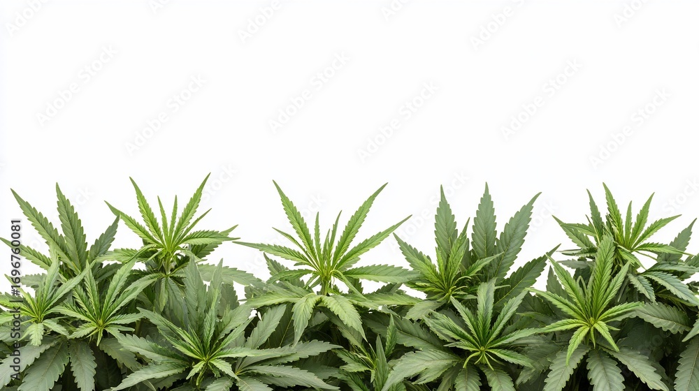 Fototapeta premium Thriving row of leafy marijuana plants