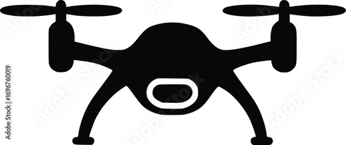 Modern drone silhouette with four rotors for aerial photography and surveillance