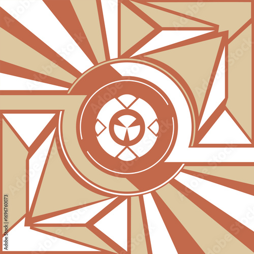 Aztec geometric revival pattern in terracotta clay tones