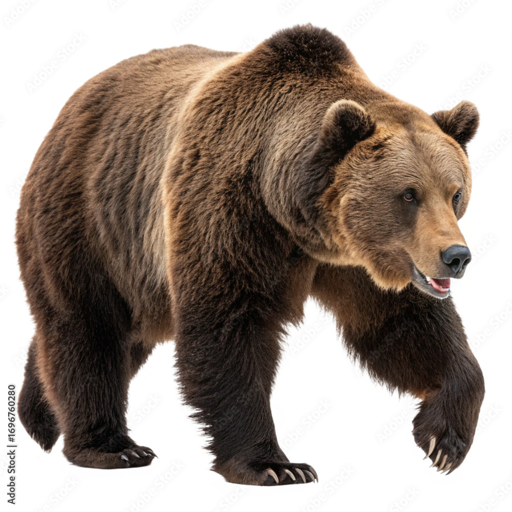 Fototapeta premium Brown Bear Walking Isolated on Transparent Background