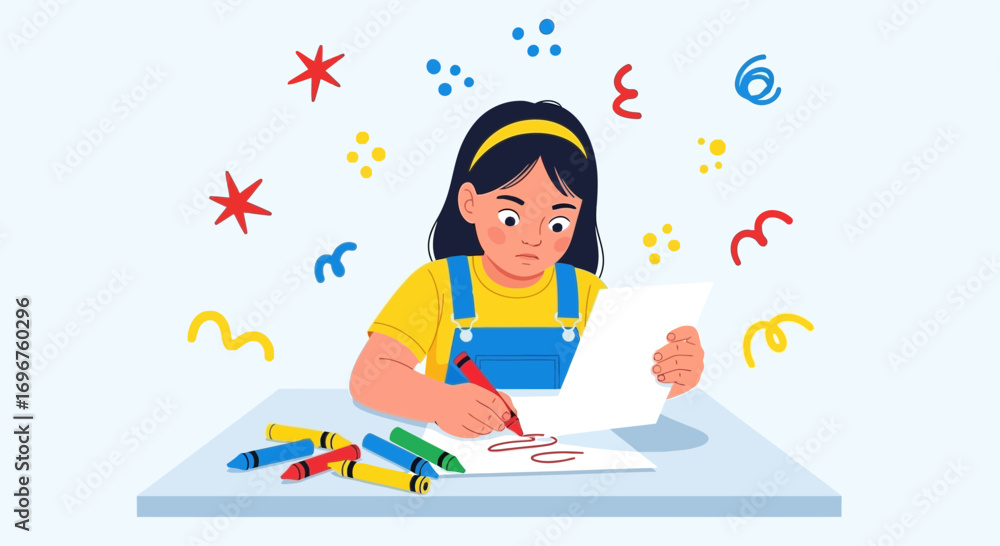 Obraz premium Creative Journey: A Child's Whimsical Art Creation Embodied In Colorful Imagination
