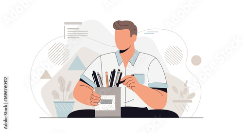 Creative Person With Pens, Representing Design, Work, And Conceptual Ideation