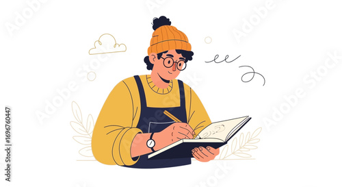 Creative Process Revealed:  Artist Sketching Ideas With Focus And Thoughtful Contemplation
