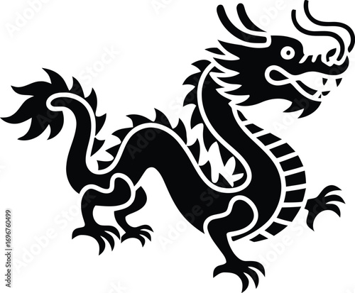 Majestic Black Dragon Illustration A Striking Chinese Icon Design Element