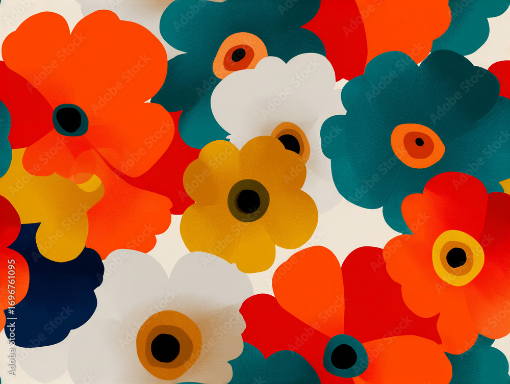 Retro flower hippie texture pattern 70s 80s.