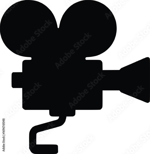 Classic film camera silhouette icon represents cinema movie production and filming